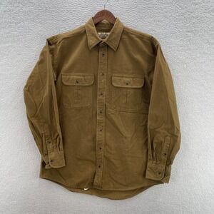 Cabelas Shirt Mens Large Tall Brown Deerskin Soft Chamois Heavy Flannel Outdoor